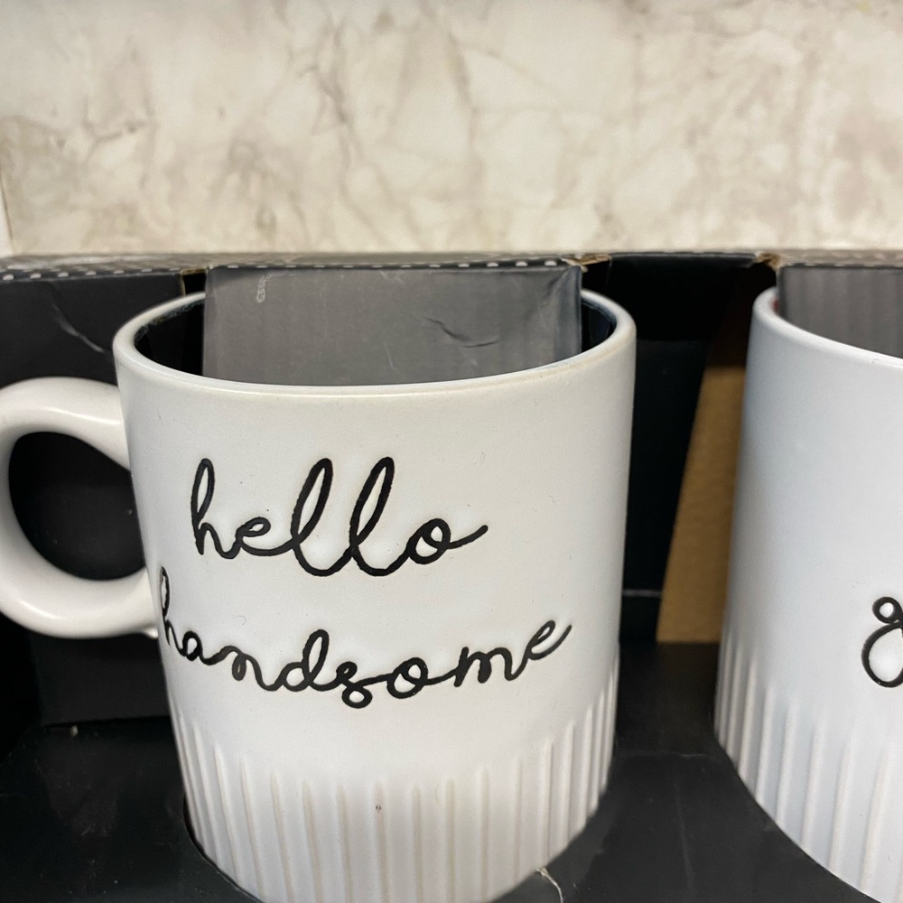 Hello Handsome and Gorgeous Mug Set - White and Black - Picture 2 of 5